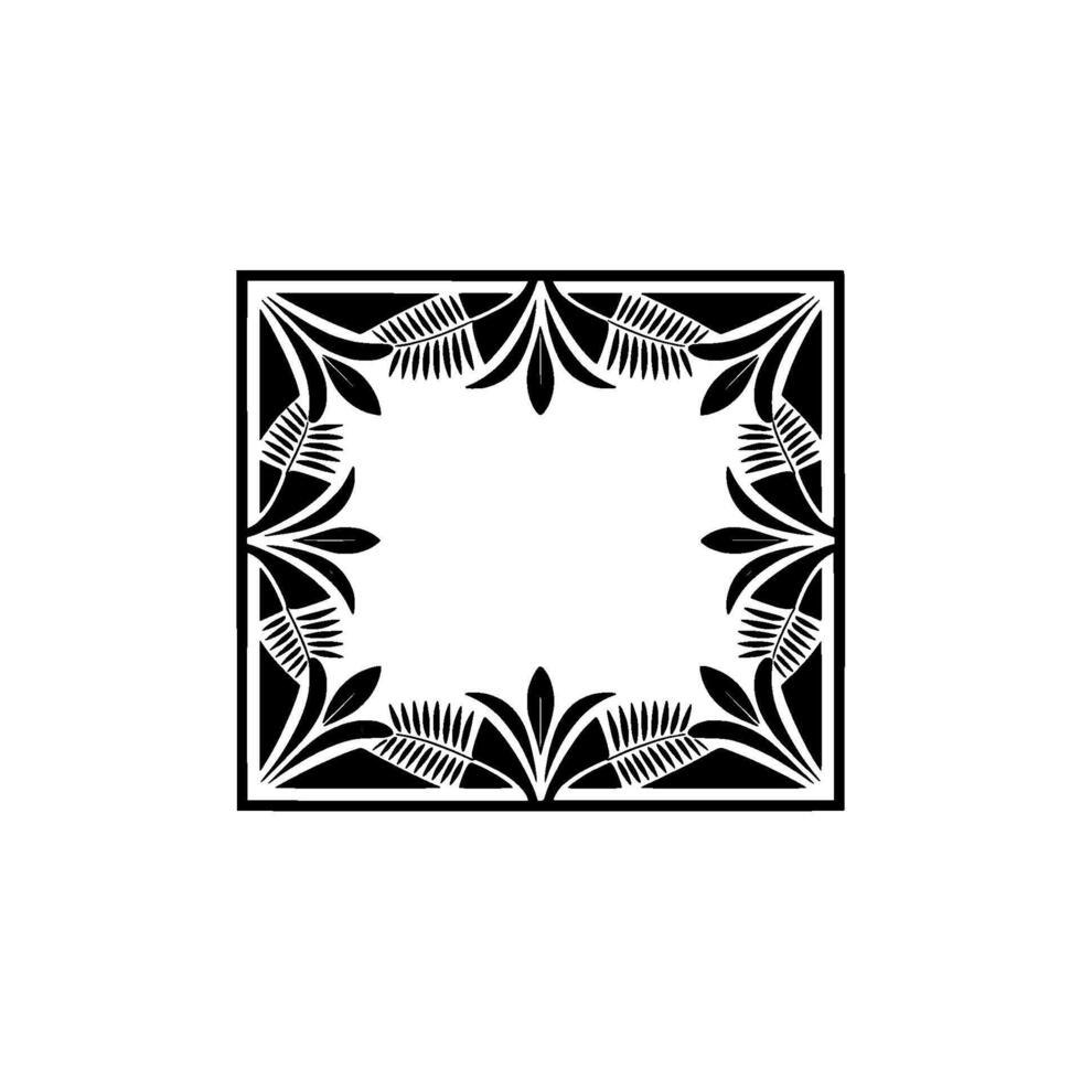 Elegant Botanical Frame Black White Floral , Empty Space. vector