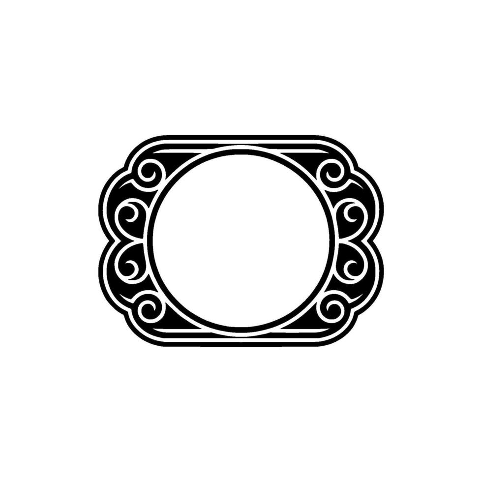 Elegant Black White Decorative Frame with Swirls - Illustration. vector