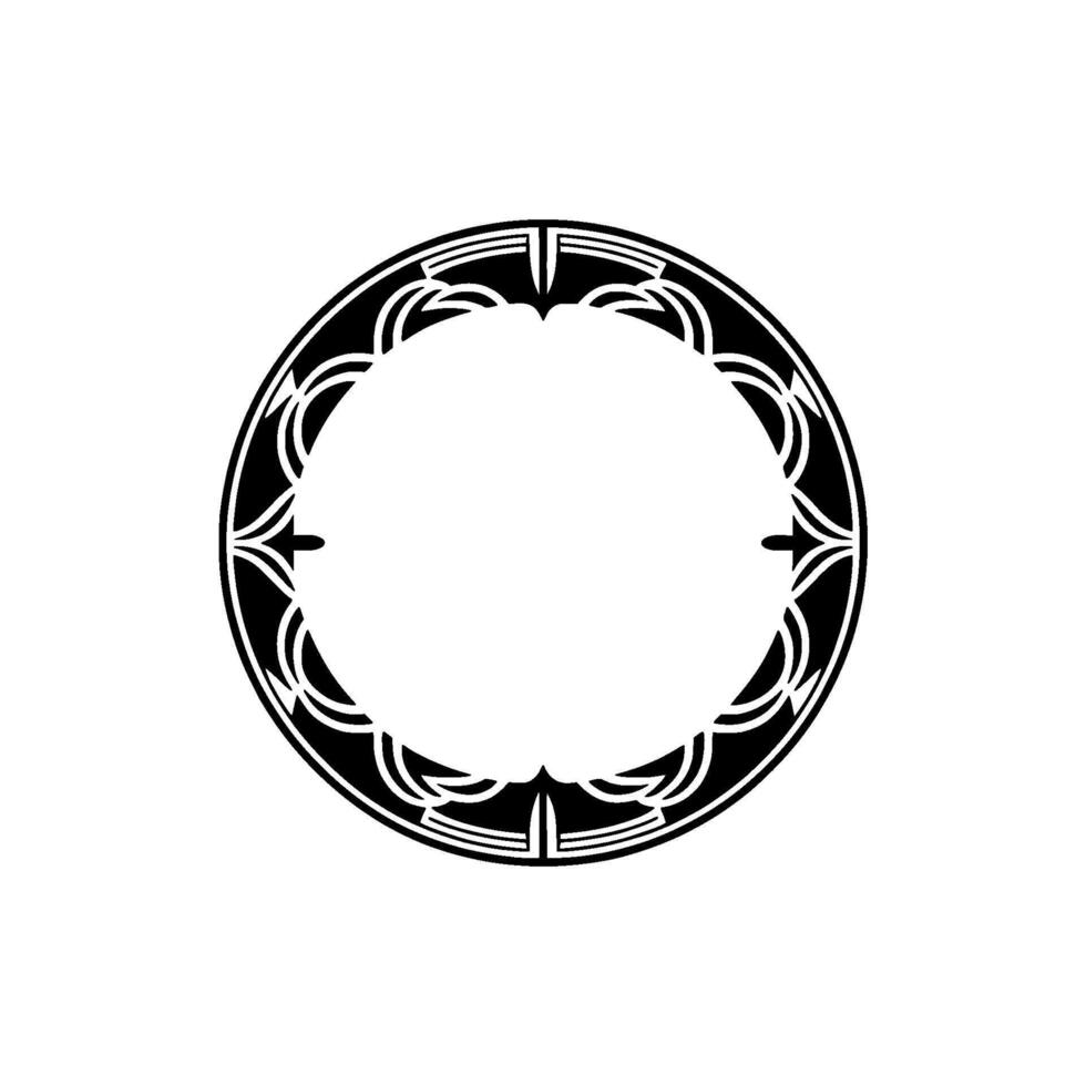 Geometric Circle Frame - Art Deco Black and White. vector