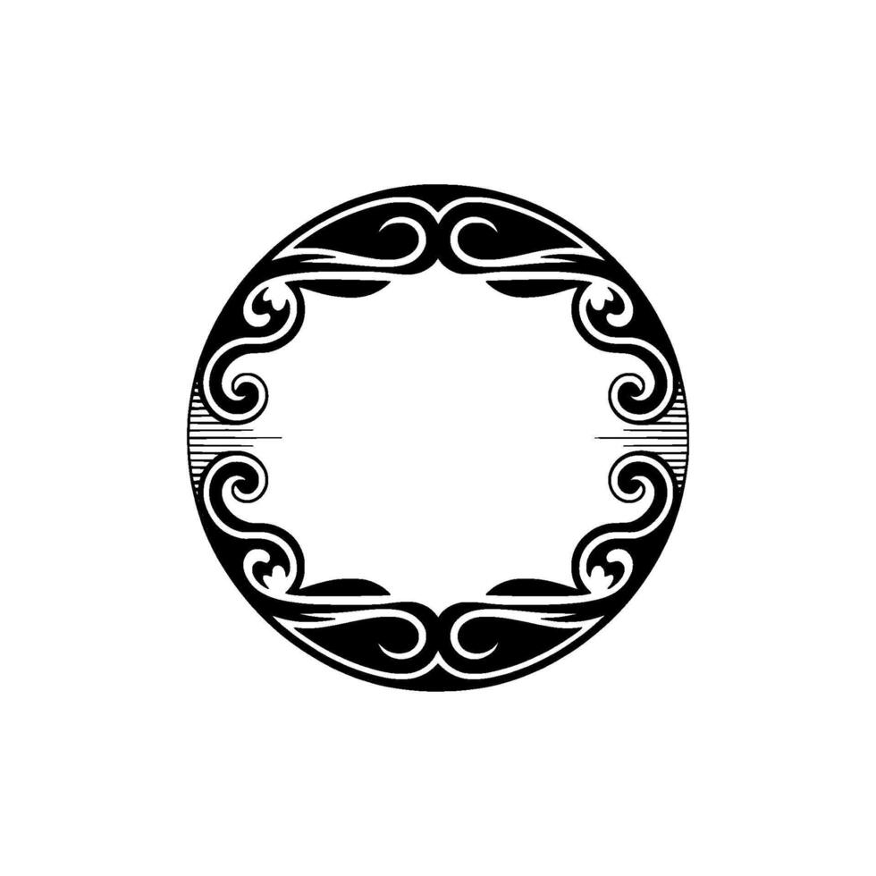 Elegant Black White Circular Decorative Frame, Vintage. vector