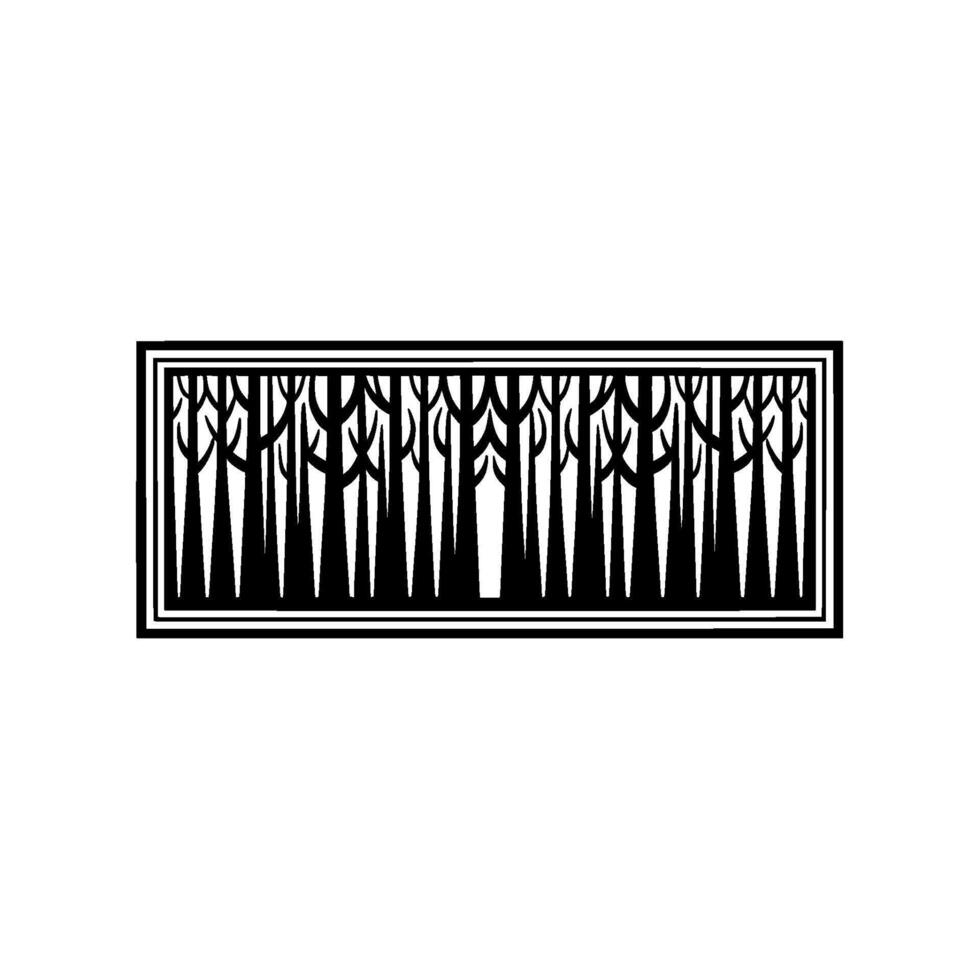 Geometric Forest Border , Black White, Minimalist Art. vector