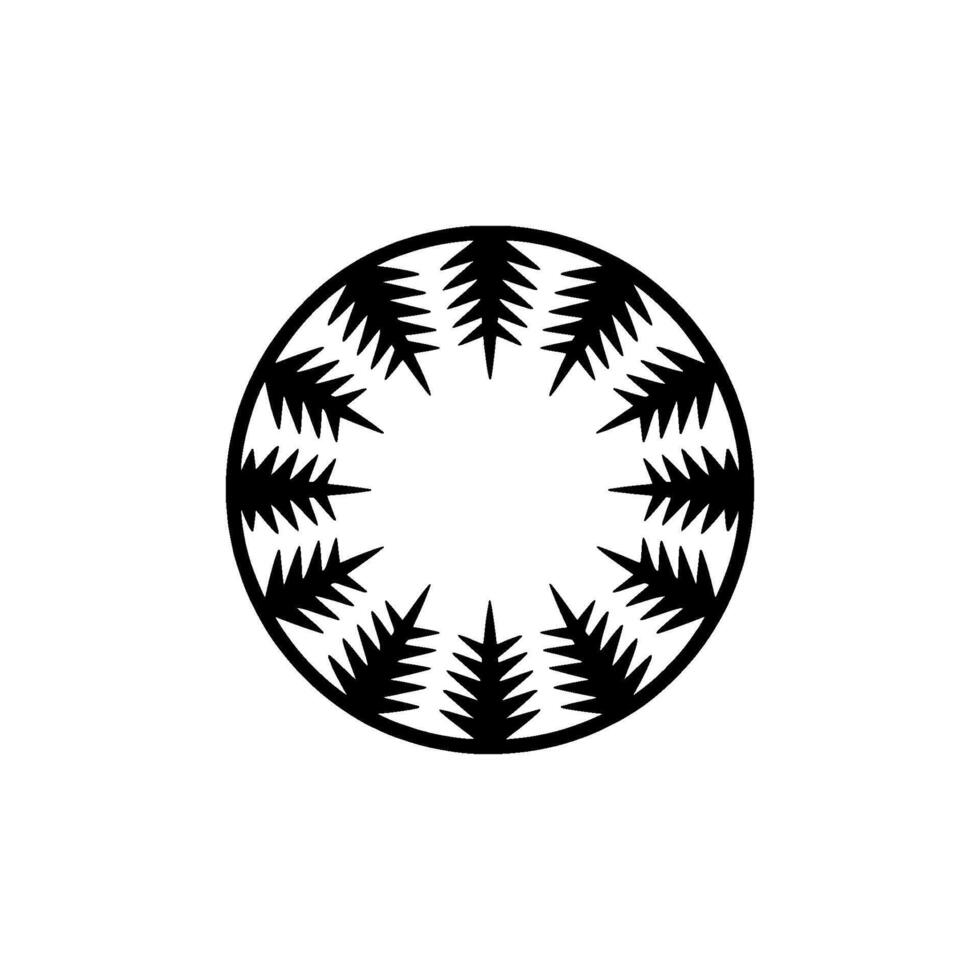 Minimalist Forest Circle Emblem on White Background. vector