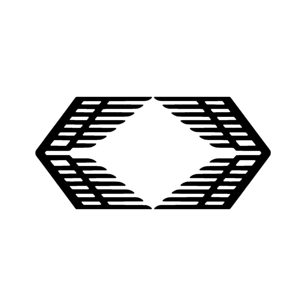 Modern Geometric Emblem Black White Hexagon. vector
