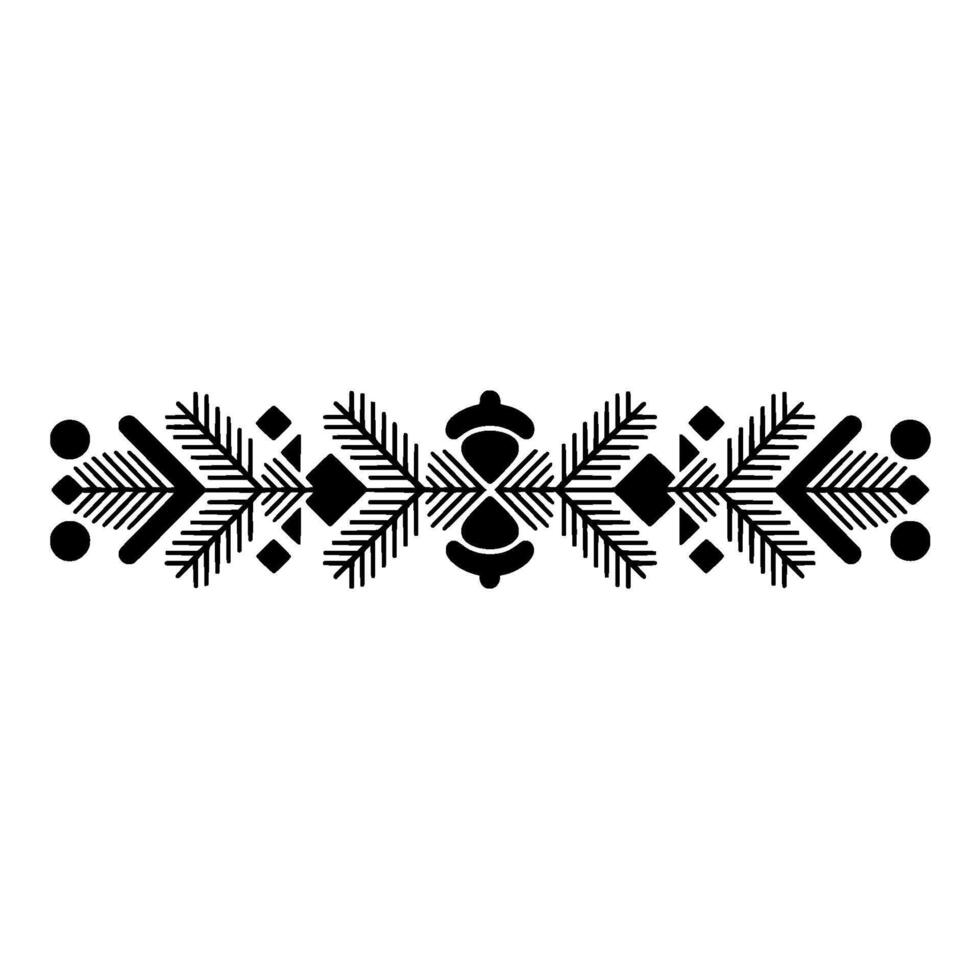 Geometric Christmas Border Element, Black and White Ornament. vector