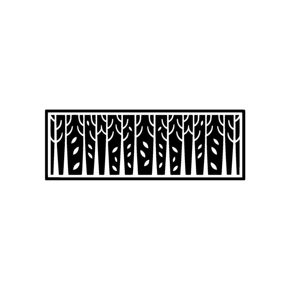 Minimalist Black and White Forest Border. vector