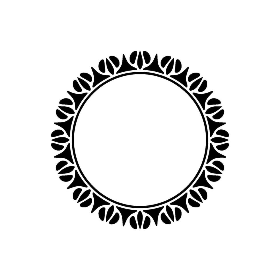 Elegant Circular Decorative Frame, Minimalist , Black on White. vector