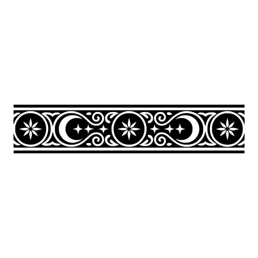 Celestial Pattern Border Black and White Ornamental. vector