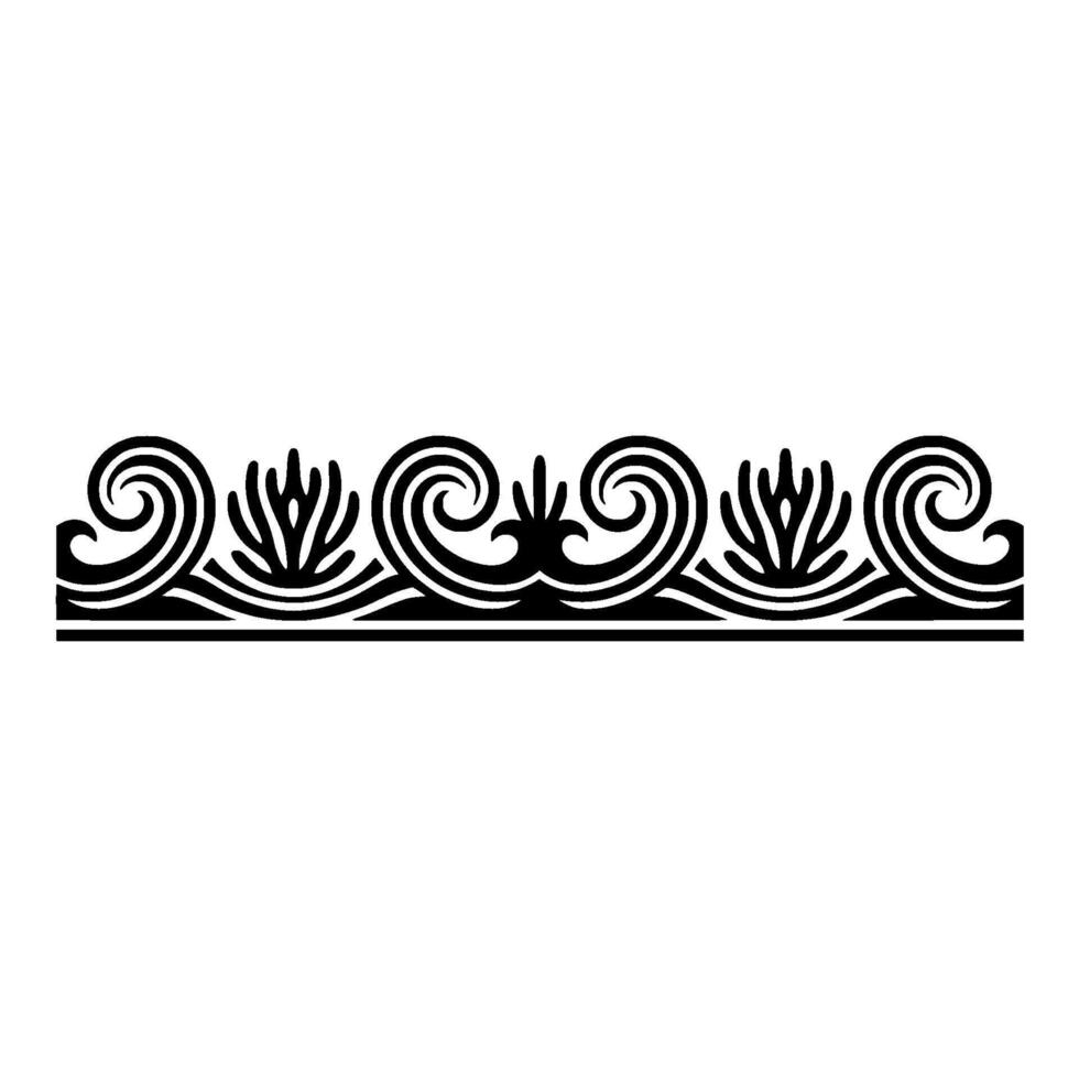 Elegant Black White Border , Floral and Swirl Motifs. vector