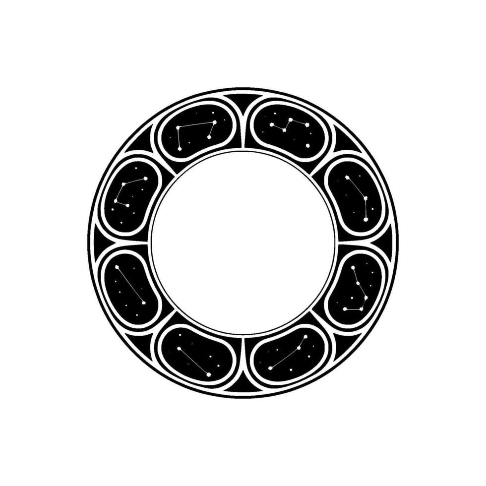 Constellation Ring in Black White, Celestial Frame, Minimalist. vector