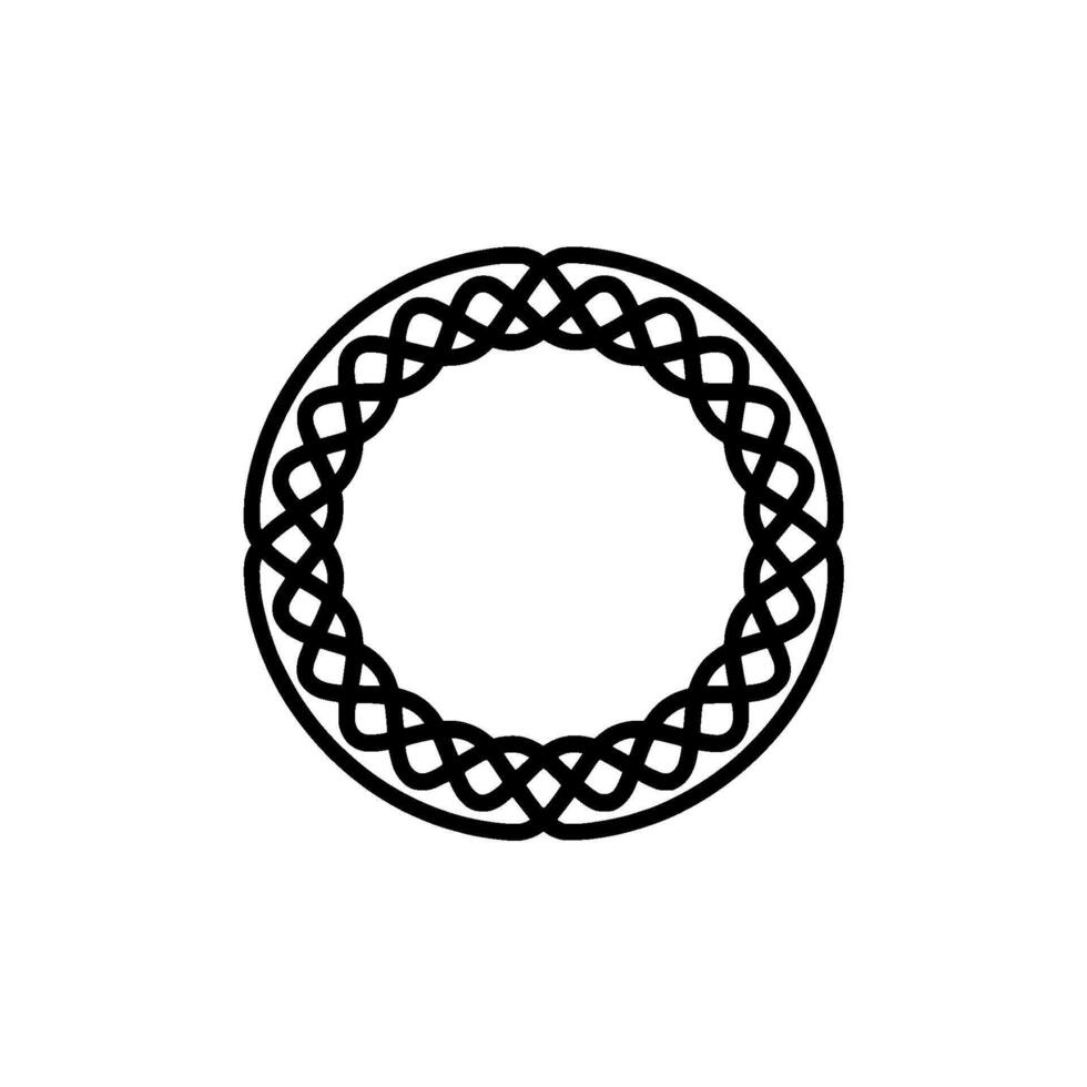 Minimalist Celtic Knot Circle , Black on White Background. vector