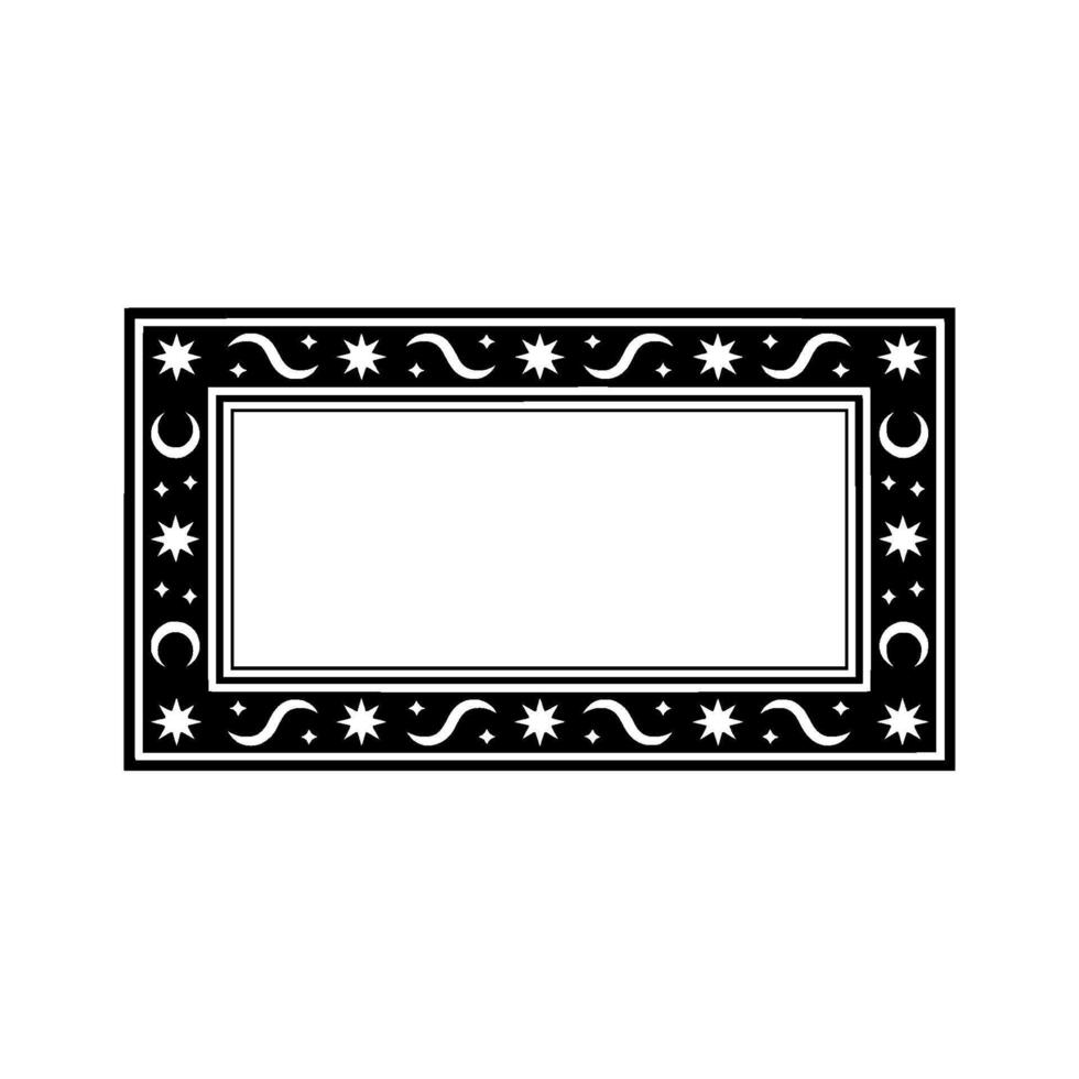 Celestial Rectangular Frame Stars, Moons, Decorative Border. vector