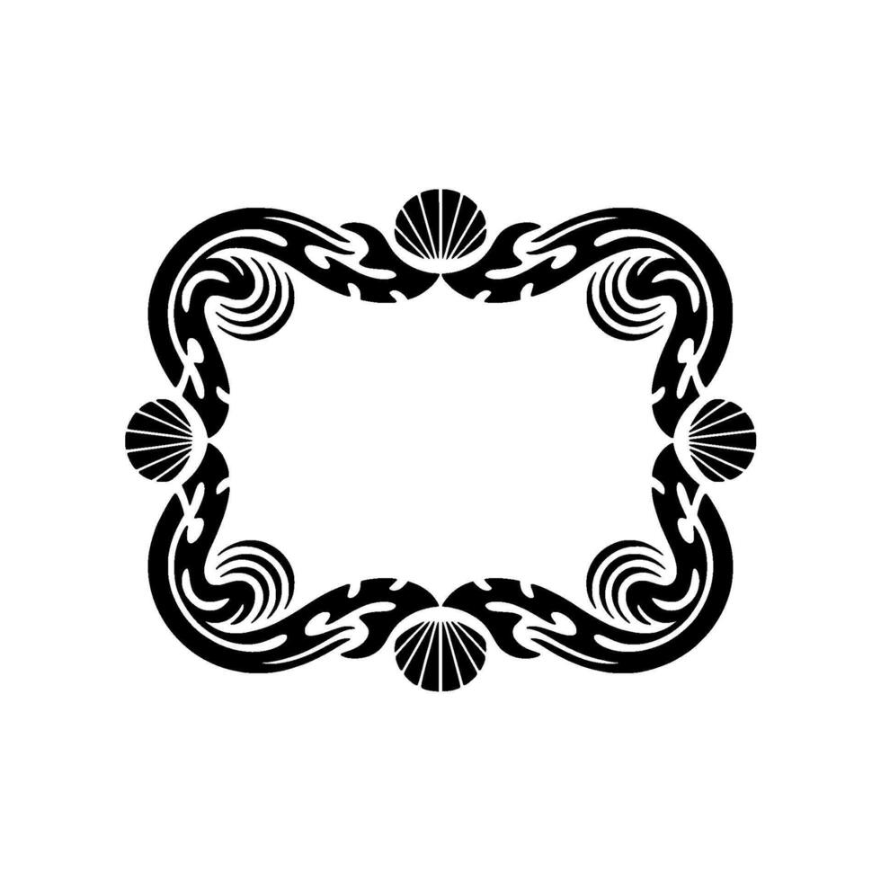 Decorative Black White Frame with Shells - Elegant Element. vector