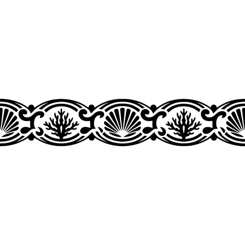 Elegant Black and White Sea-Themed Border. vector