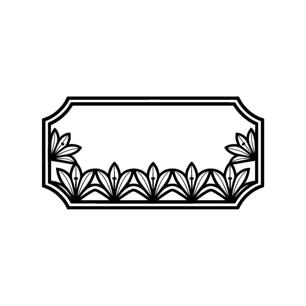Floral Frame , Black White, Minimalist Decorative Label. vector