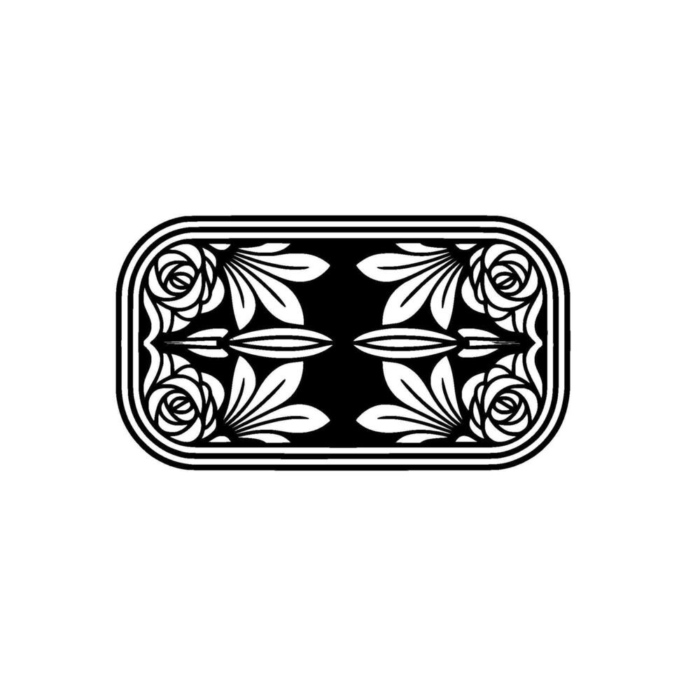 Elegant Art Deco Floral on Black, Illustration. vector