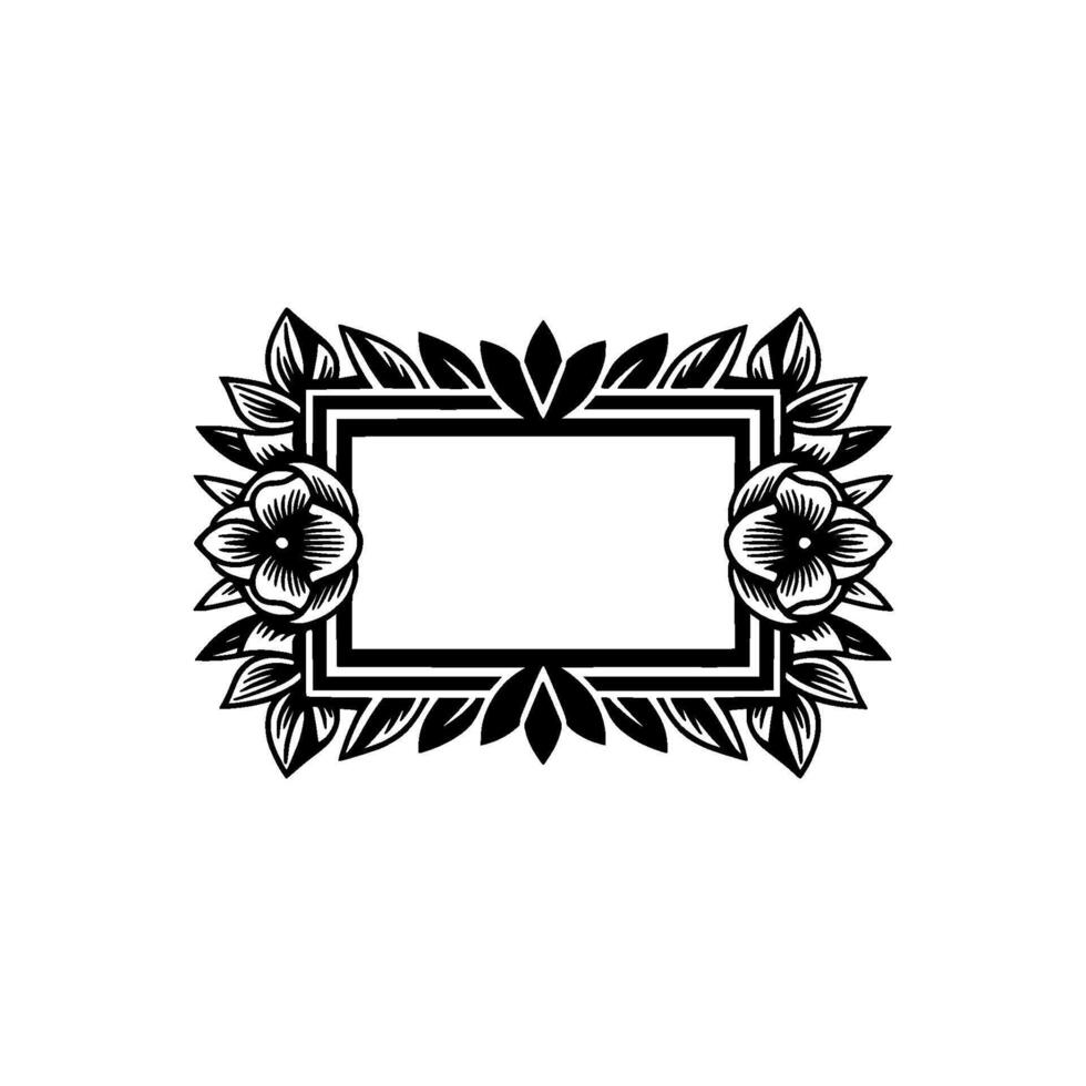 Floral Frame - Black and White Botanical for Invitations. vector