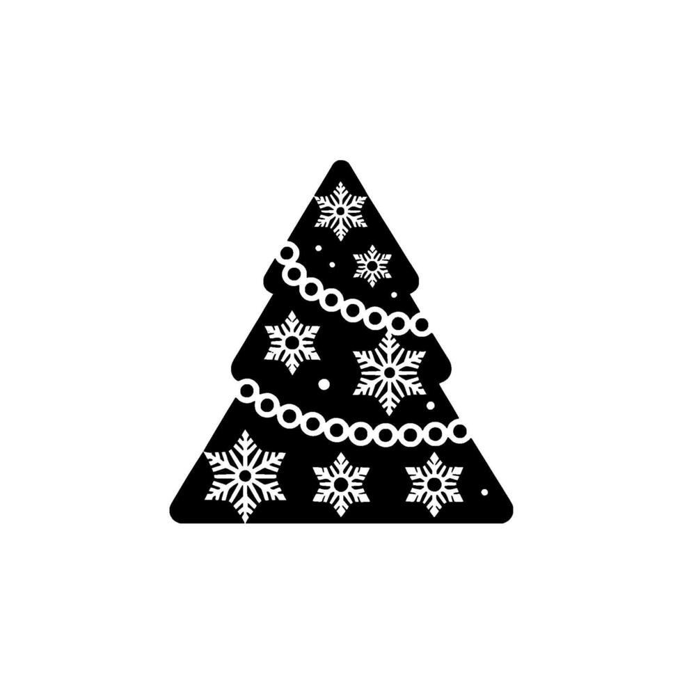 Minimalist Black White Christmas Tree. vector