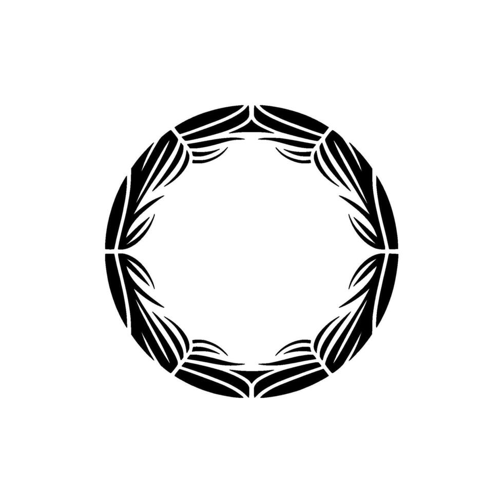 Minimalist Black Leaf Wreath on White Background - Decorative Element. vector