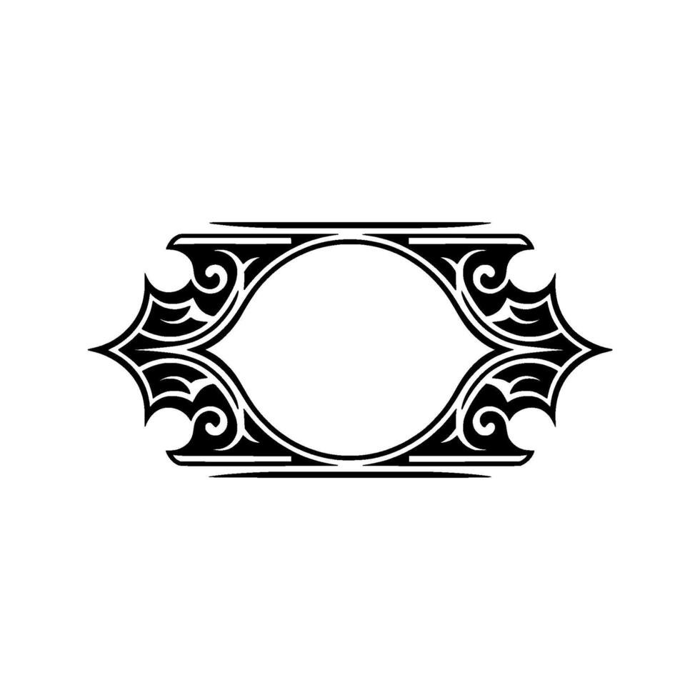 Ornamental Black Frame on White Background, Minimalist. vector