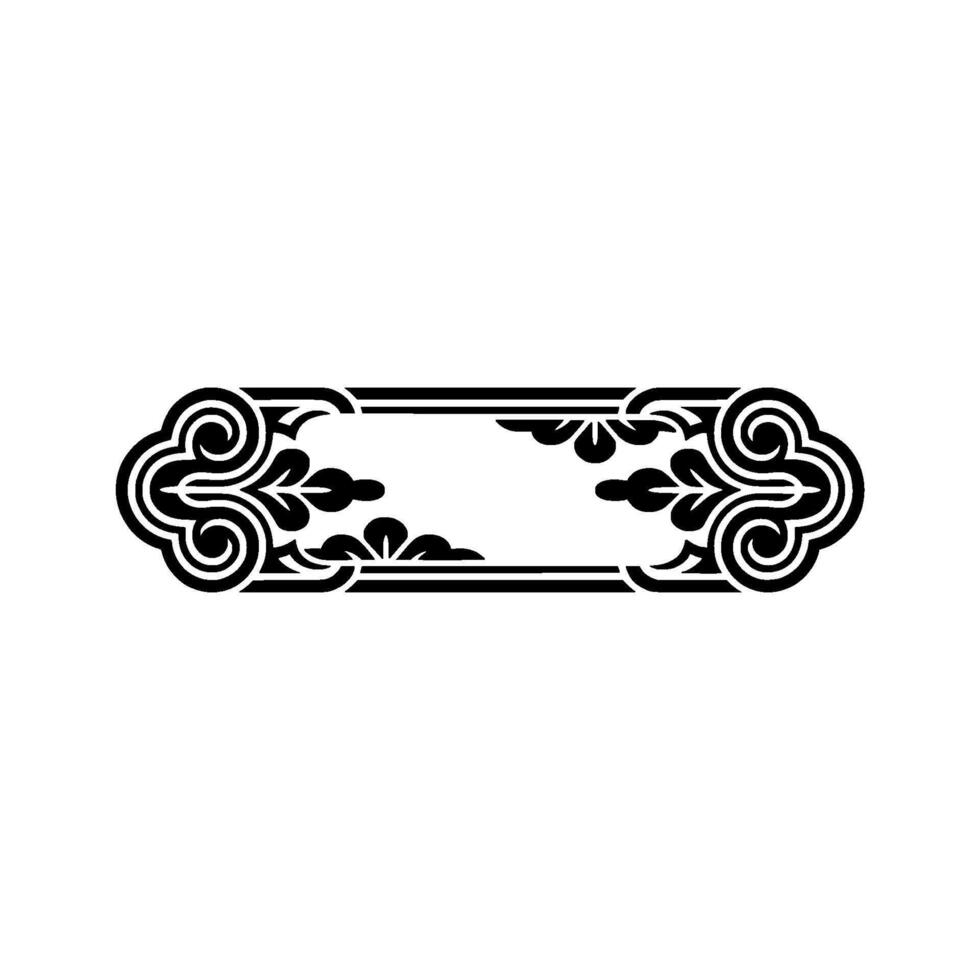 Ornamental Black White Frame with Floral Scroll Elements on Gray Background. vector