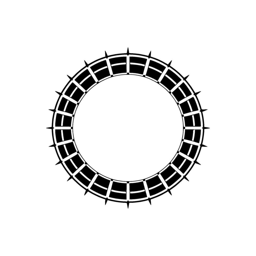 Geometric Black and White Circular with Spikes - Illustration. vector