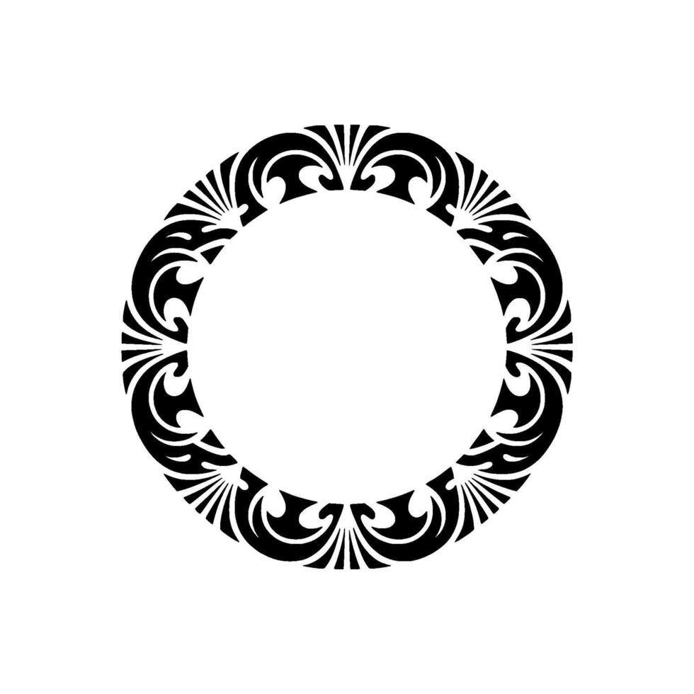 Elegant Black Floral Frame on White Background, Circular. vector