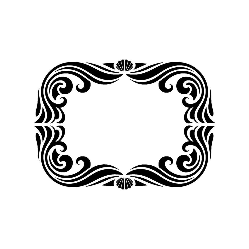 Elegant Black Swirl Frame on White Vintage Element. vector