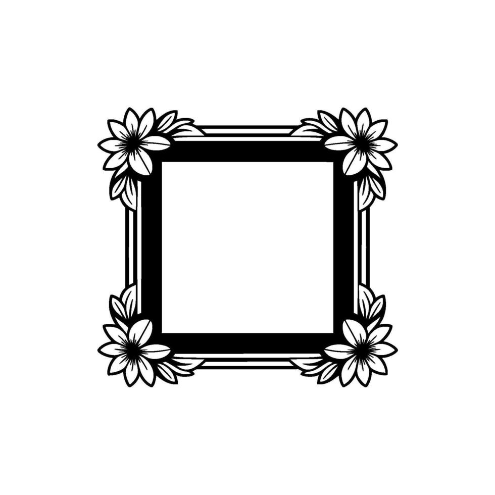 Elegant Floral Frame Silhouette Minimalist for Invitations Decor. vector