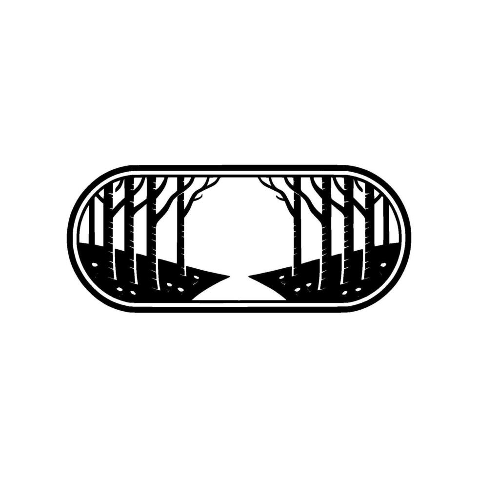 Minimalist Forest Pathway in a Capsule Shape. vector