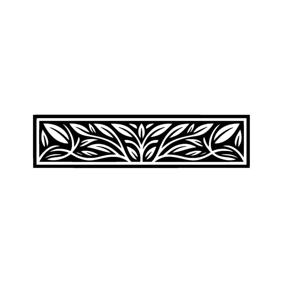 Elegant Black and White Floral Border , Art Deco Inspired. vector