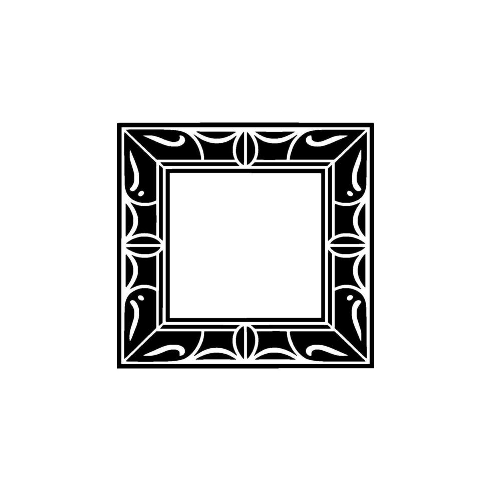 Art Deco Square Frame, Black and White Illustration. vector
