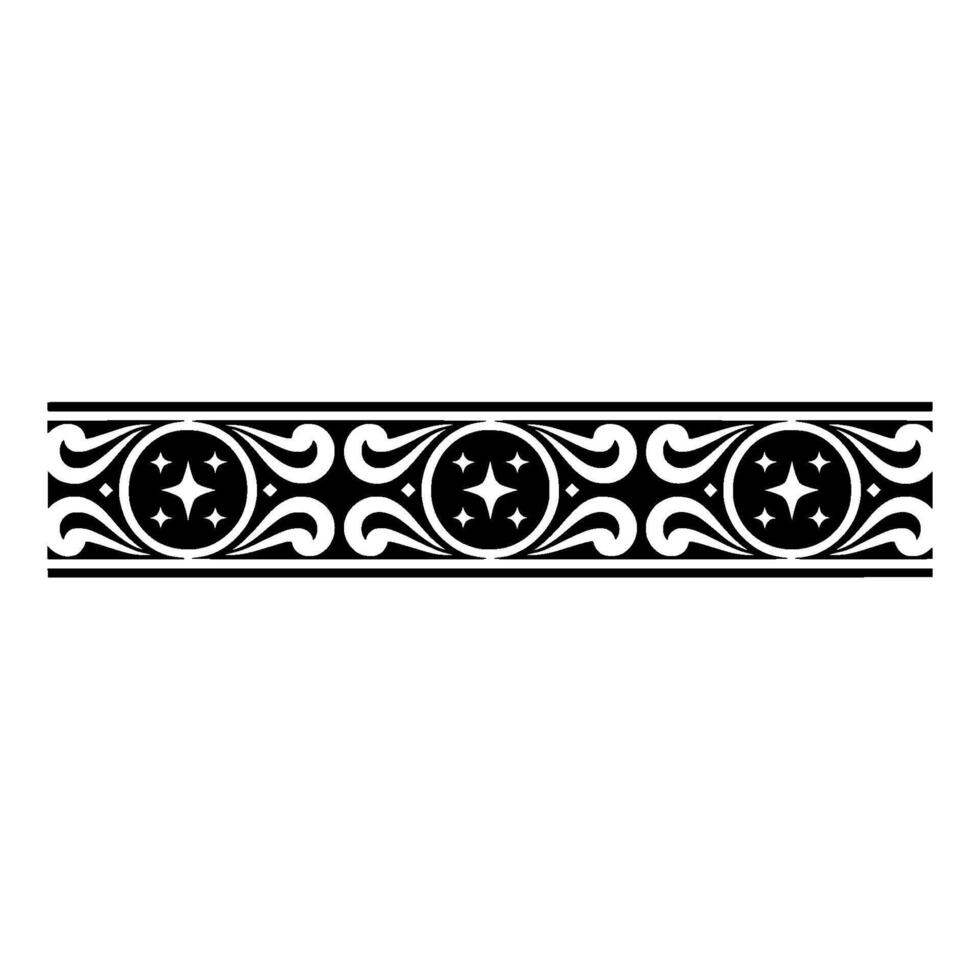 Ornate Black and White Border with Star Elements. vector