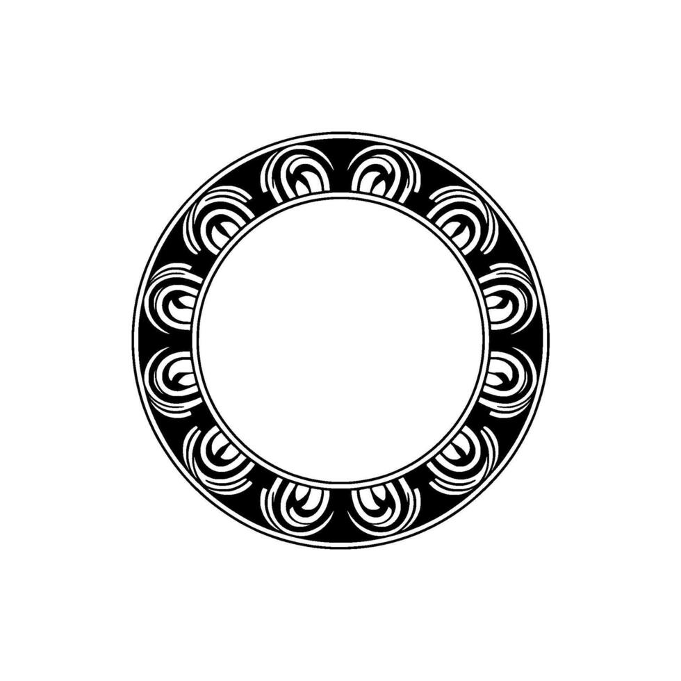 Decorative Black and White Circular Ornament, Art Deco Style. vector