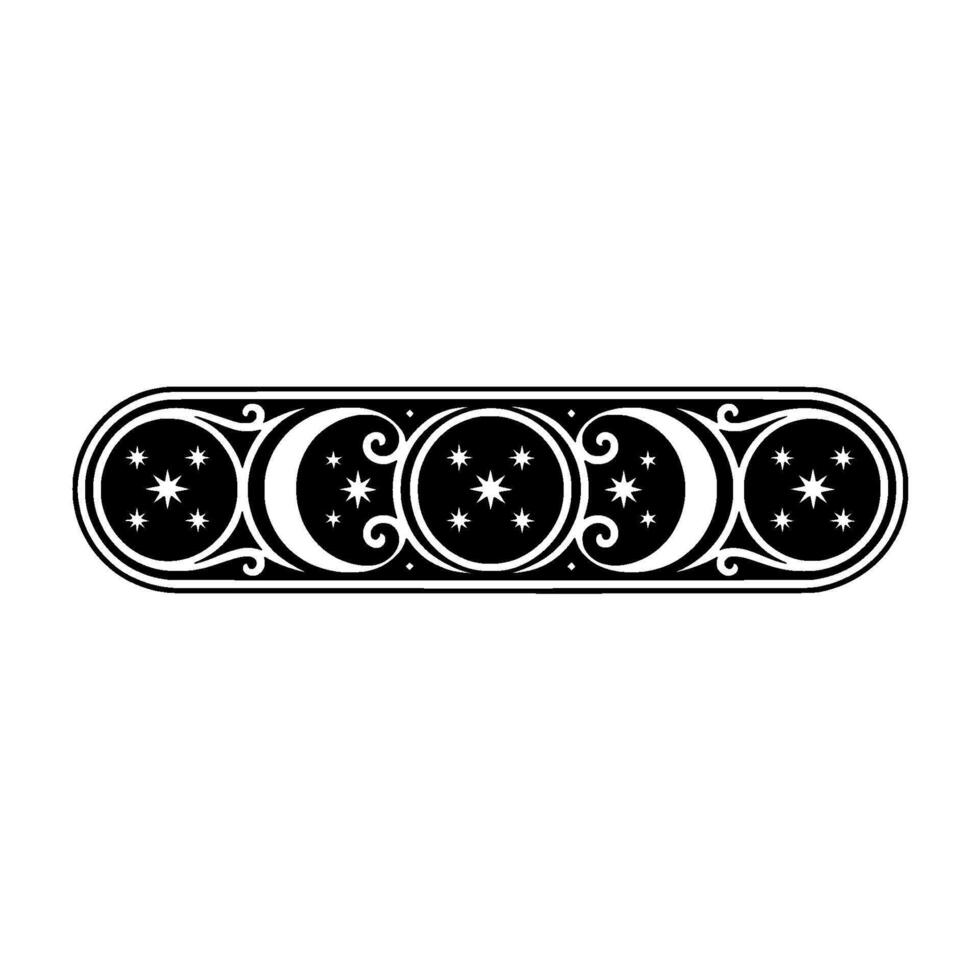 Celestial Ornament Star and Moon Border, Minimalist. vector
