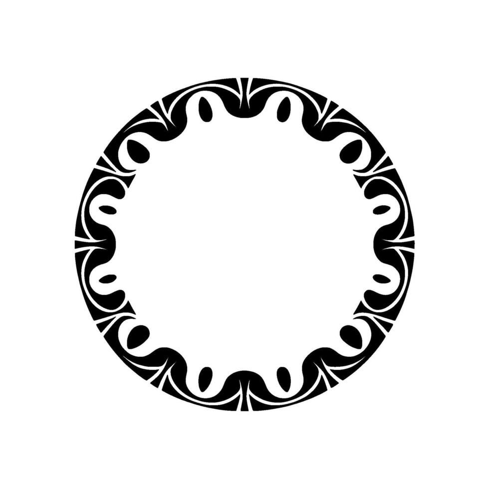 Elegant Black Circular Floral Ornament on White Background. vector