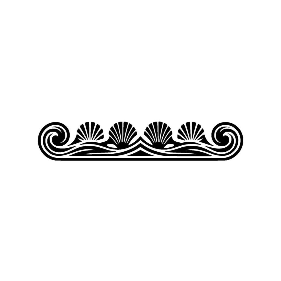 Elegant Sea Shell Border - Decorative , Black White. vector