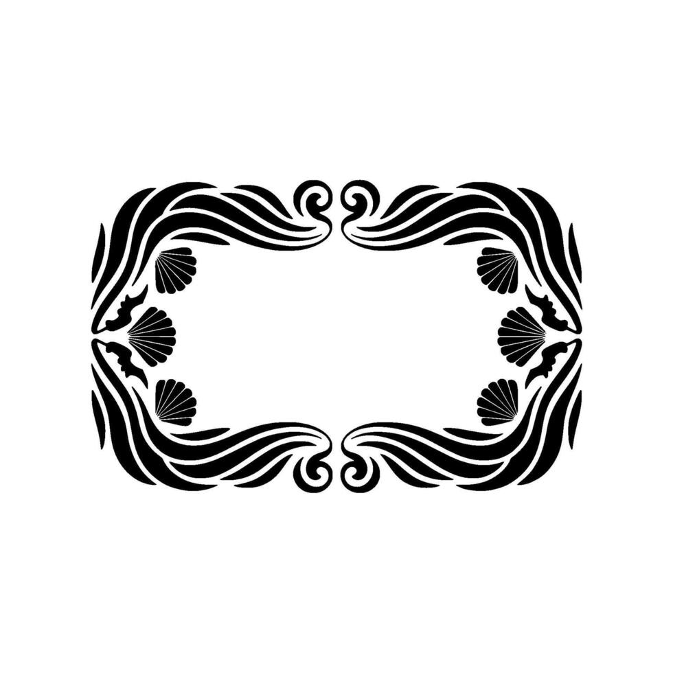 Art Nouveau Black Frame on White Background. vector