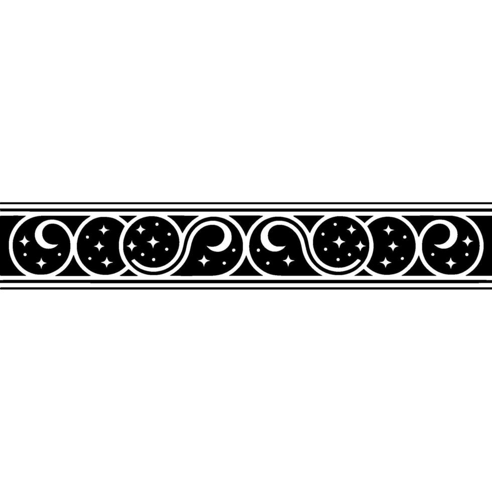 Celestial Border Black and White Ornament, Decorative, Elegant. vector