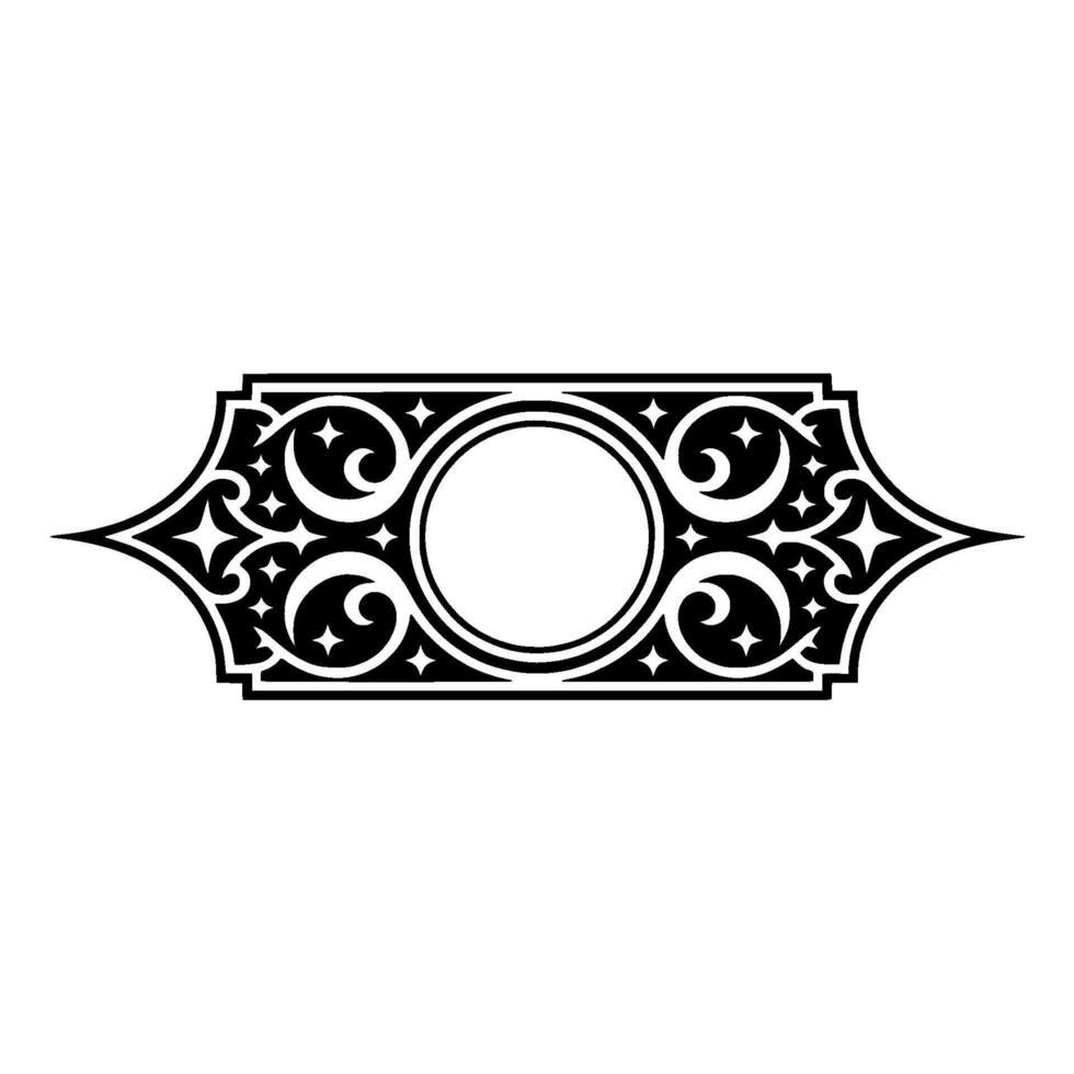Ornate Black and White Decorative Element on White Background. vector