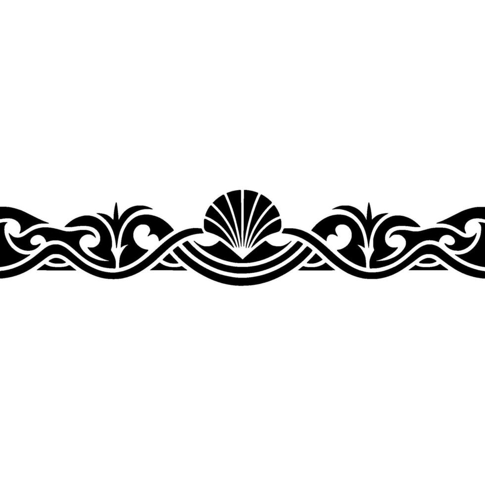 Elegant Black White Border with Seashell Motif. vector