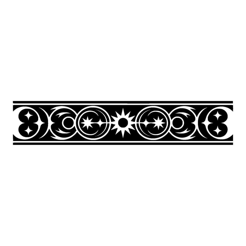Black White Celestial Border , Illustration. vector