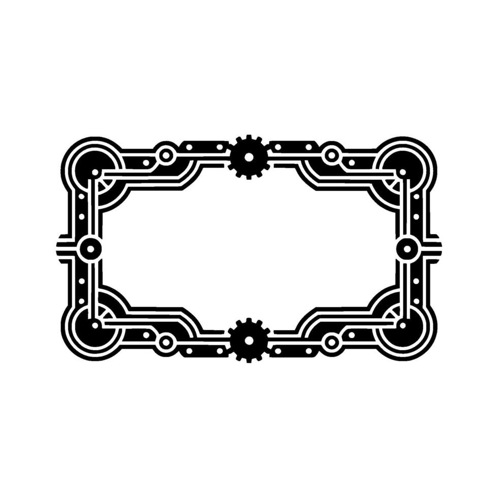 Steampunk Frame with Gears, Elegant Black and White. vector