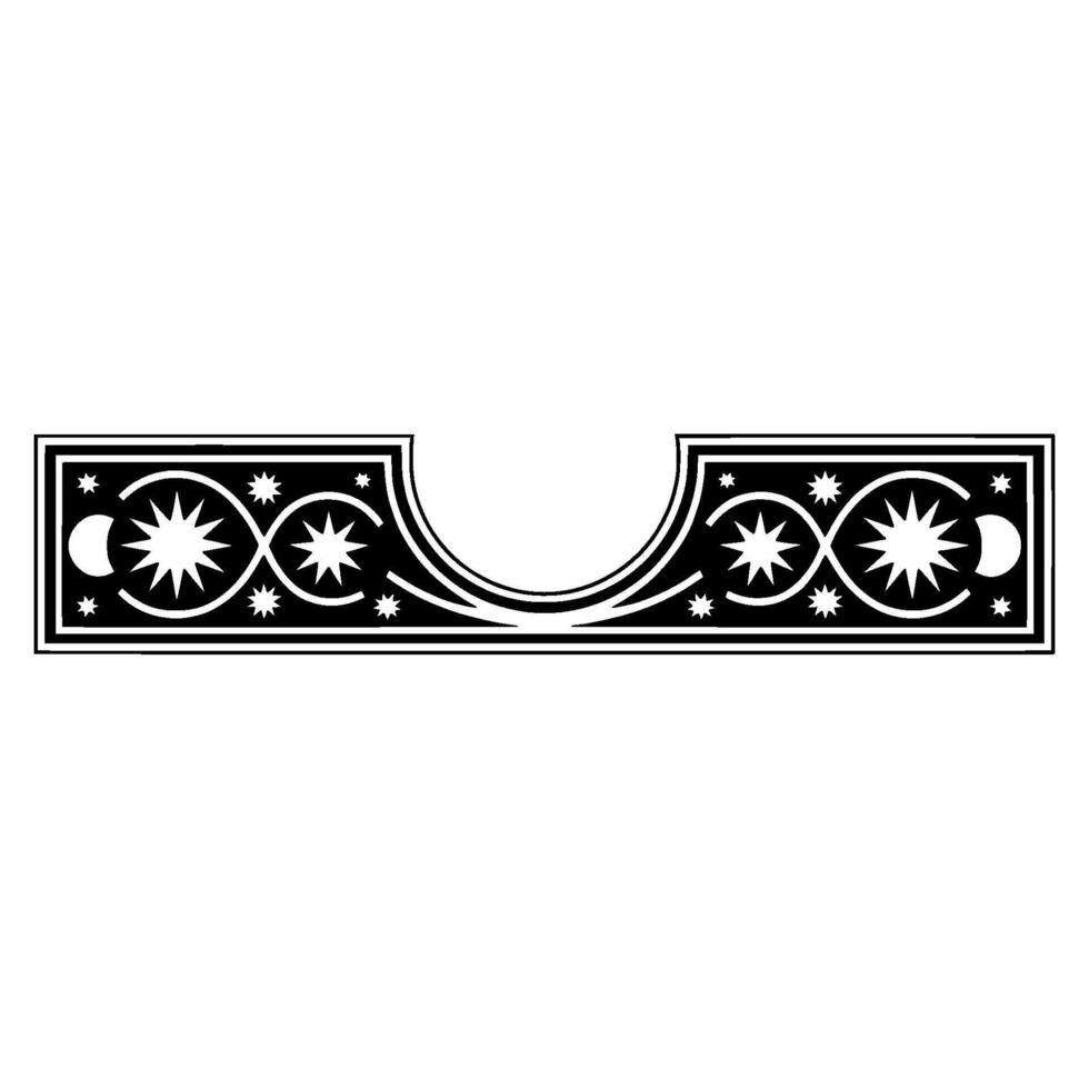 Celestial Ornament Border, Black White Decorative. vector
