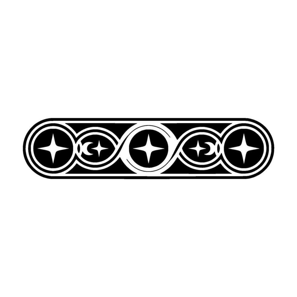 Geometric Star Crescent Border on White, Minimalist Illustration. vector