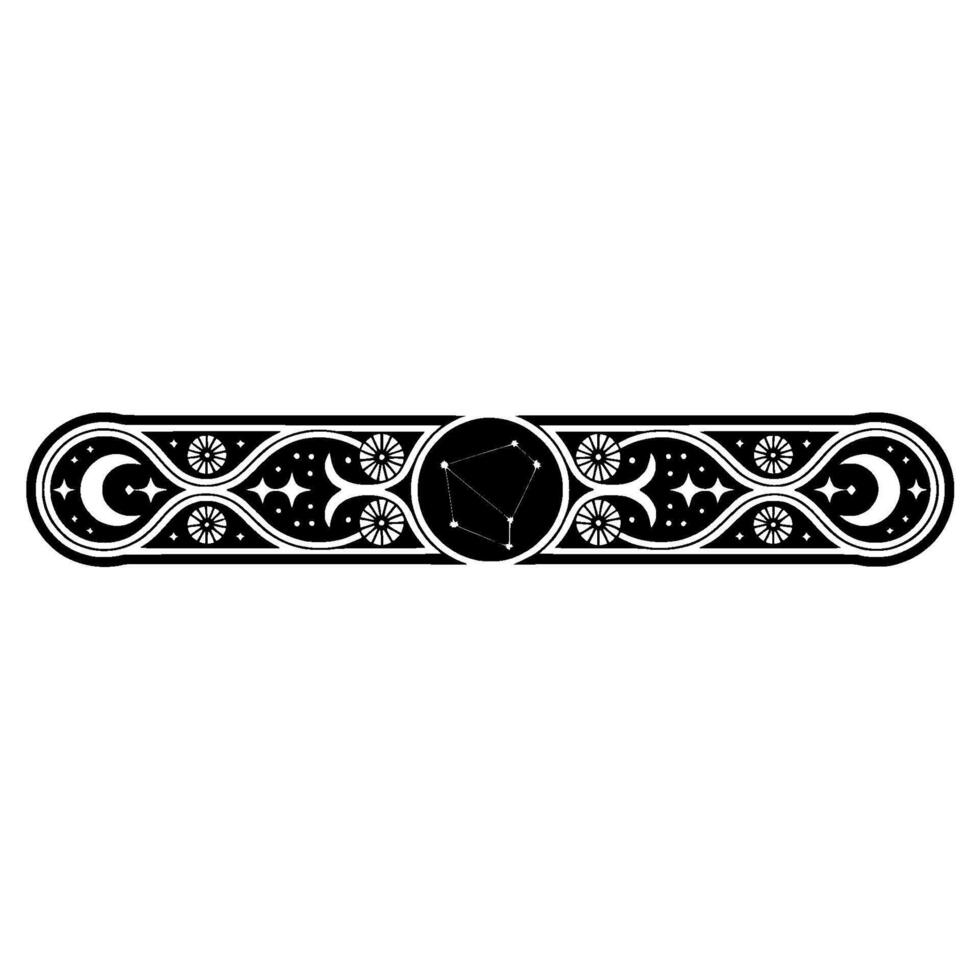 Zodiac Art Deco Bar Libra Constellation Decorative Border. vector