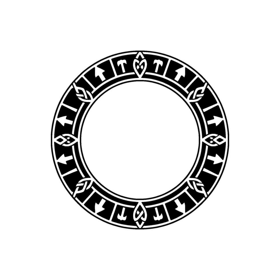 Geometric Celtic Knot Circle Frame, Minimalist. vector