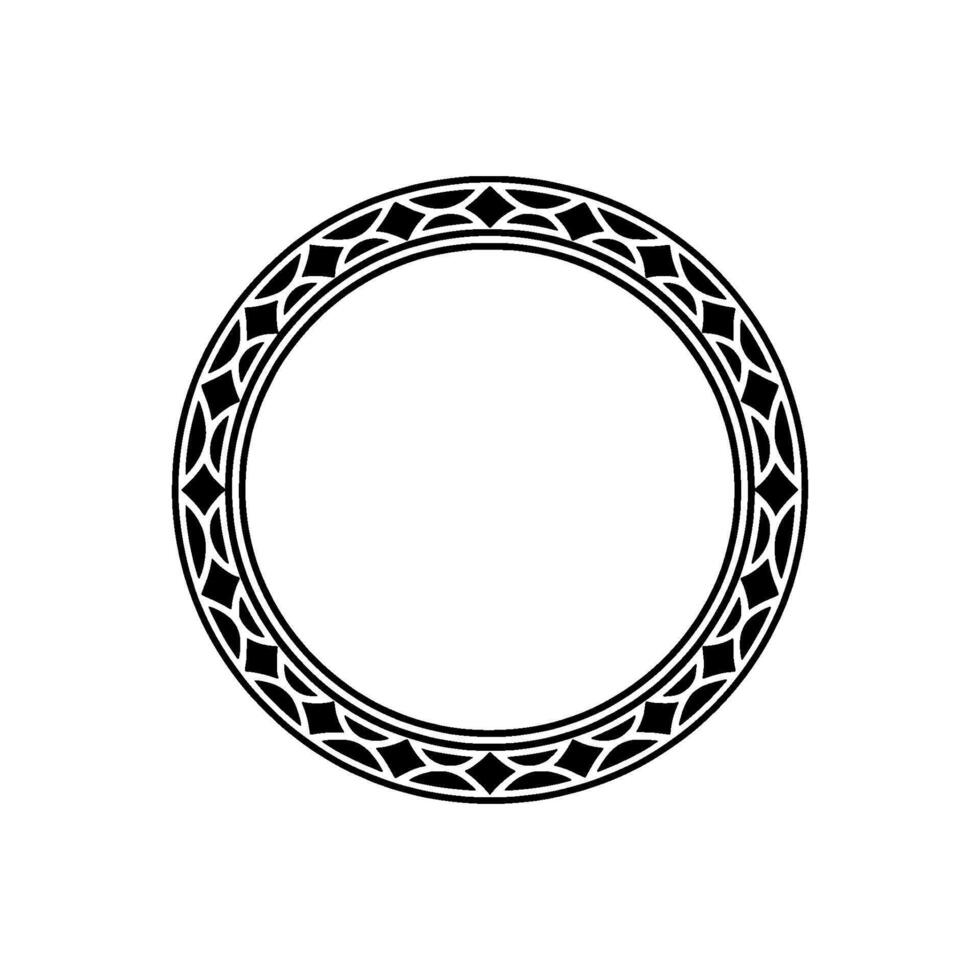 Geometric Decorative Circle Frame - Black White. vector