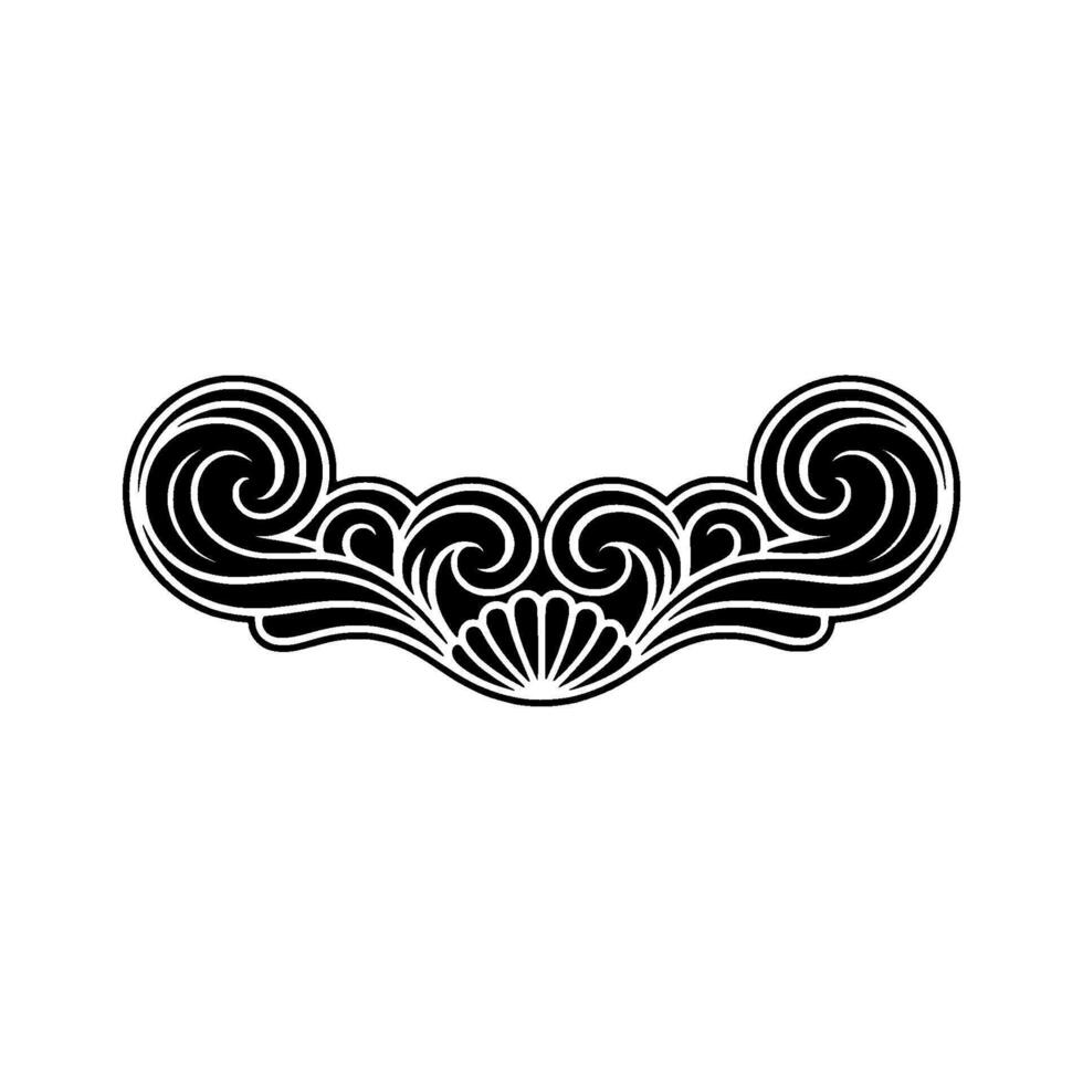 Elegant Black White Decorative Swirls Border. vector