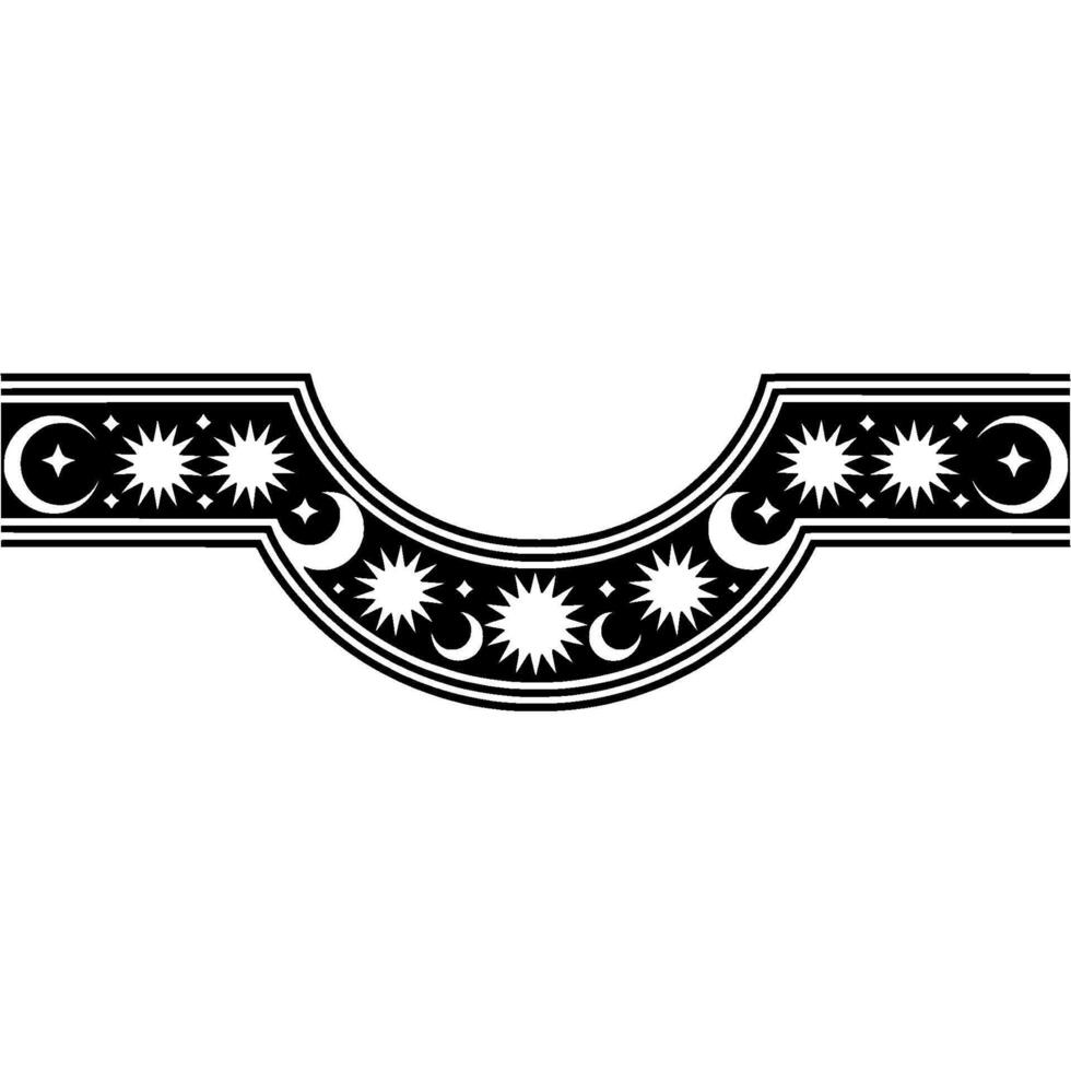 Celestial Border Illustration Stars, Moons, and Geometric. vector