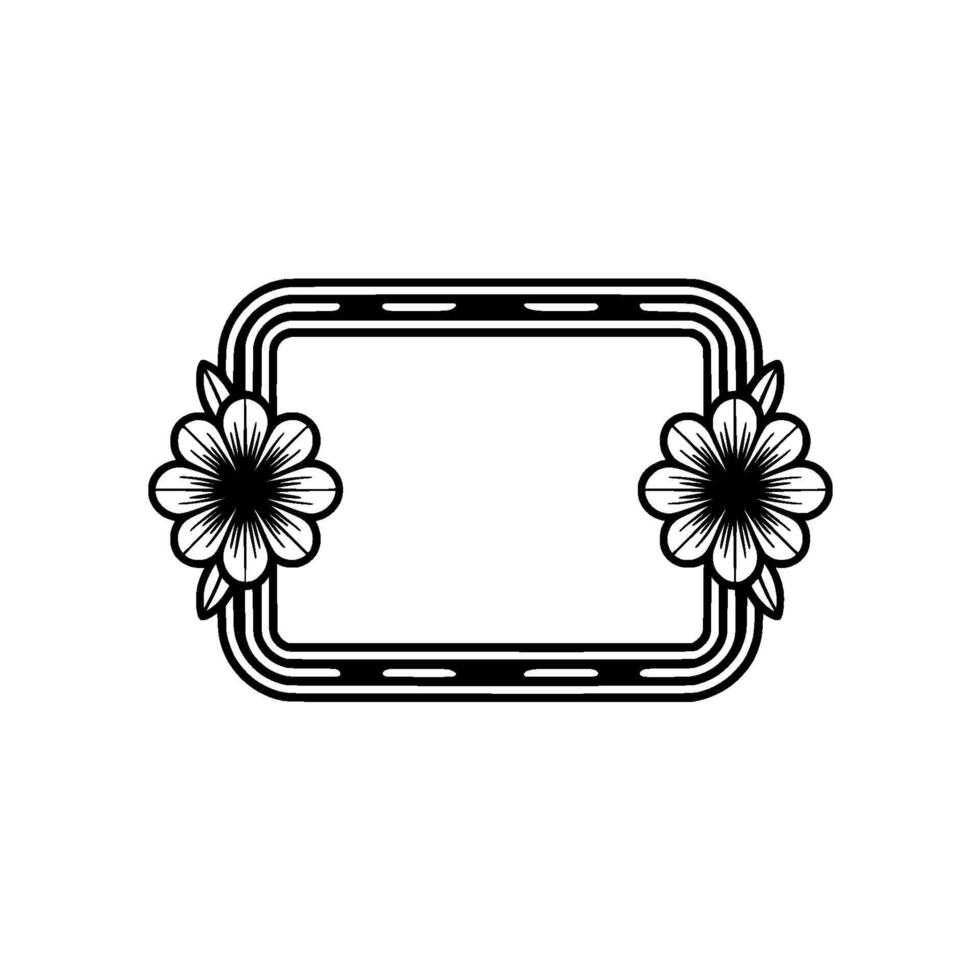 Floral Frame Illustration Black White Retro , For Cards Invitations. vector
